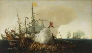 Cornelis Hendriksz Vroom Spanish Men-of-War Engaging Barbary Corsairs oil painting artist